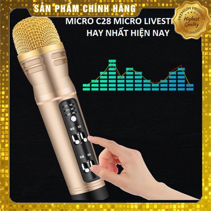 Micro Karaoke/Micro Livestream Thu Âm C28 Âm Thanh Chuyên Nghiệp + Tặng Tai Nghe hàng Chính Hãng