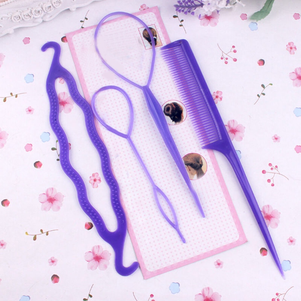 Set 4 dụng cụ buộc tóc tạo kiểu tiện lợi cho nữ