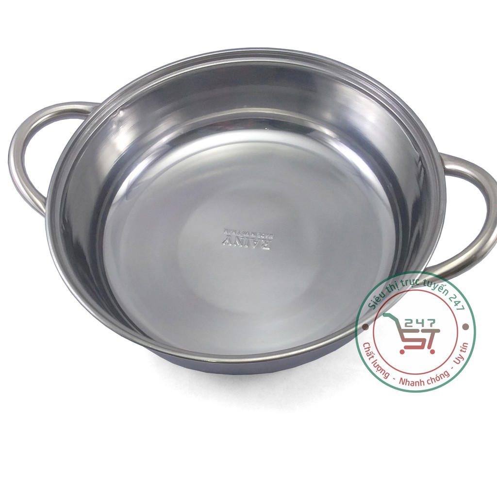 Nồi lẩu inox 28 cm 4 rem nắp kính Rainy TTLAU28NK bền đẹp sáng bóng