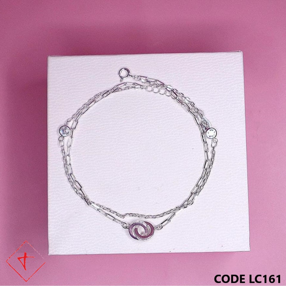 Lắc chân bạc dây kép hai hình tròn TIMS LC161