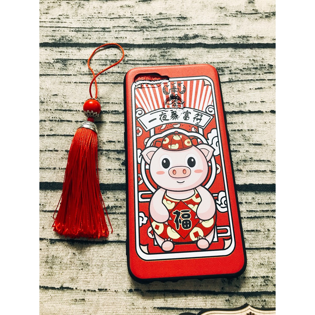 [Freeship toàn quốc từ 50k] ỐP LƯNG TẾT OPPO F9 ỐP DẺO HÌNH CHÚ HEO KÈM LỤC LẠC