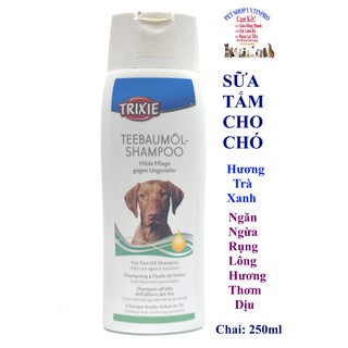 SỮA TẮM CHO CHÓ Trixie Teebaumol-Shampoo Hương trà xanh Chai 250ml Ngăn rụng lông Giúp lông bóng mượt Xuất xứ từ Đức