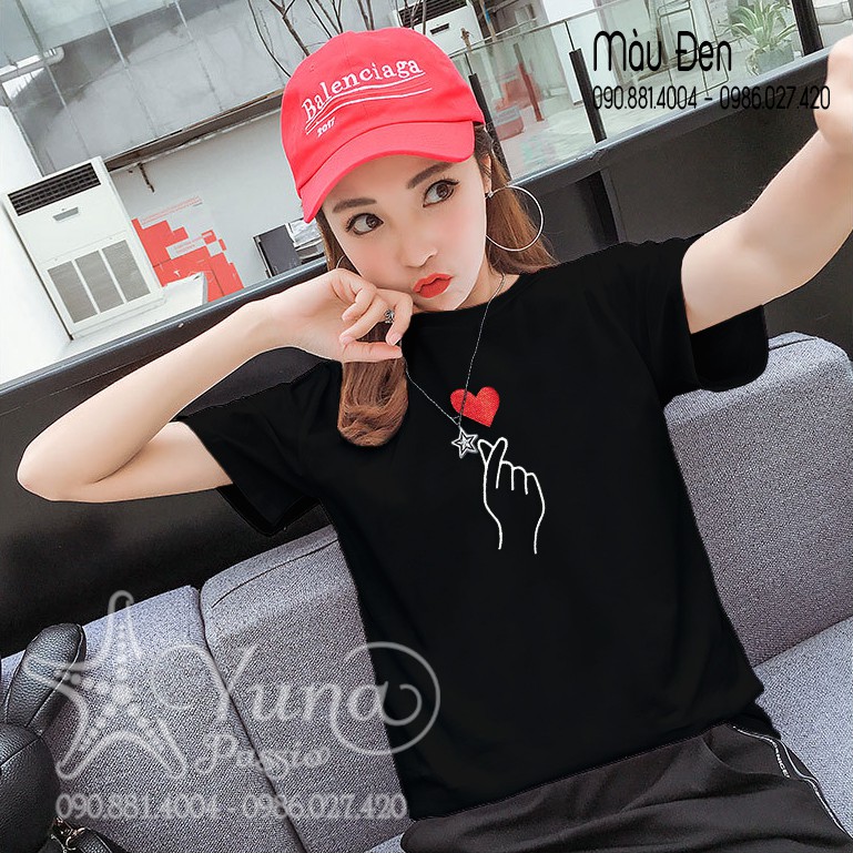 Áo Thun Thái Fom Rộng Thêu Thả Tim Cao Cấp - Fom to dưới 65kg
