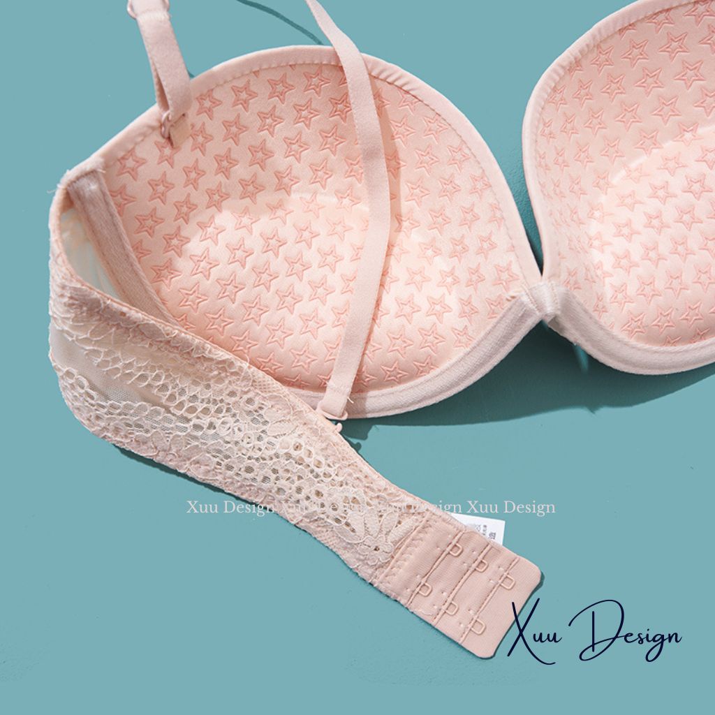 Áo lót cúp ngực đệm hình sao Wexuu Design vải su đúc phối ren có gọng chống tụt nâng ngực - AV53