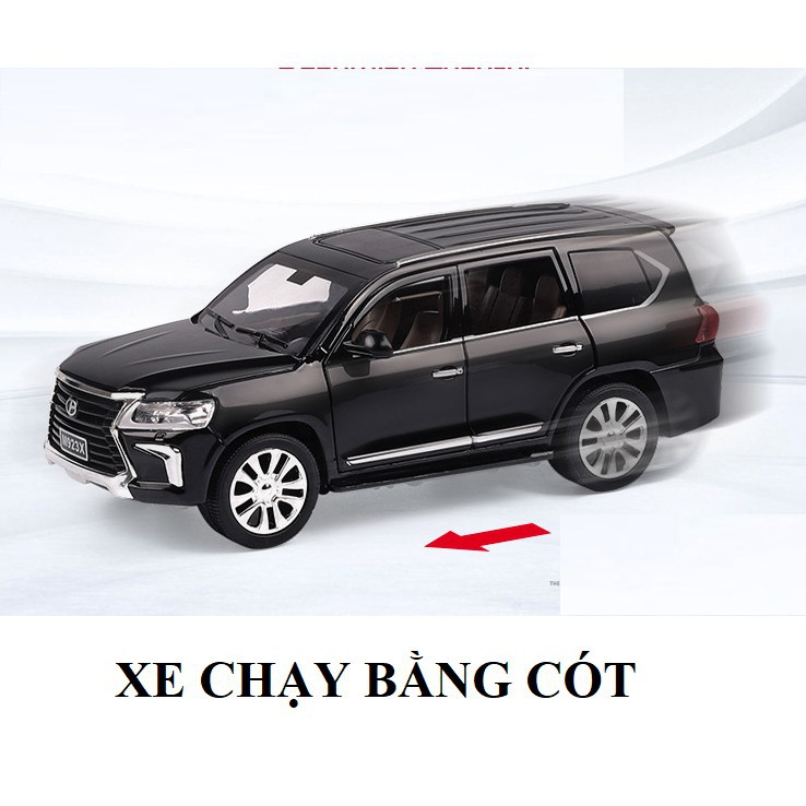 Đồ chơi xe ô tô mô hình xe Lexus LX570 tỉ lệ 1:24 bằng sắt chạy cót có âm thanh và đèn mở các cửa xe hàng Quảng Châu