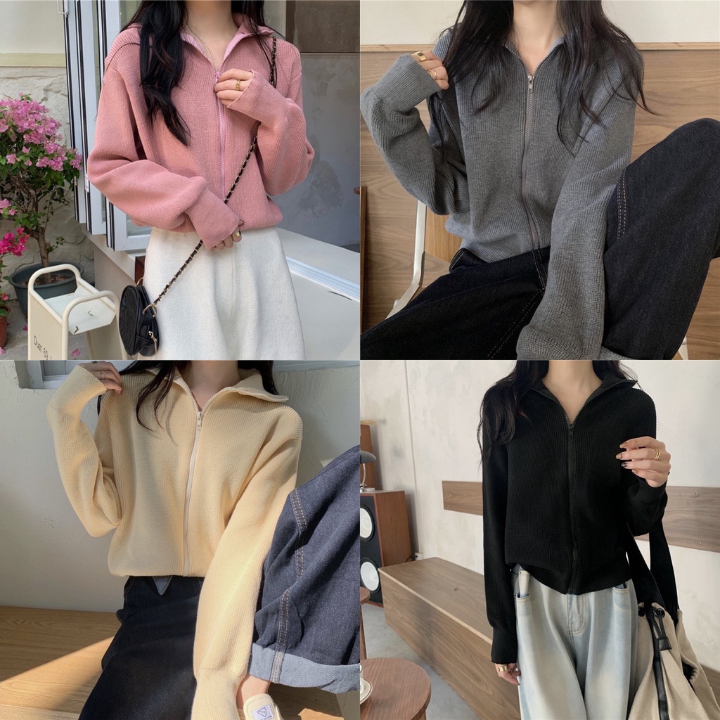 (HÀNG SẴN) Áo khoác len tay dài phối khoét tay độc đáo, Áo len nữ style Hàn Quốc - Nhiều màu lựa chọn