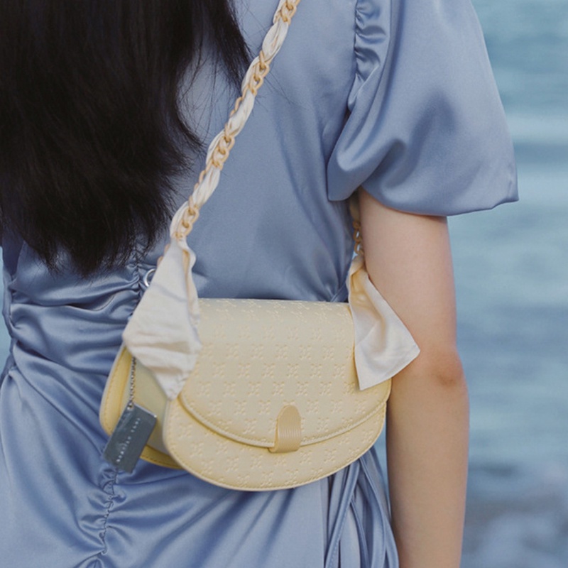 Túi đeo vai IELGY phối lụa họa tiết phong cách Pháp xinh xắn cho nữ