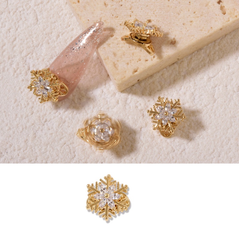 Phụ Kiện Trang Trí Móng Tay Hình Bông Tuyết Đính Đá Zircon DIY