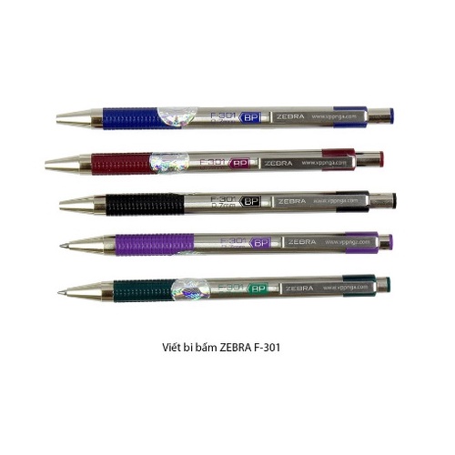 Bút Bi Bấm F-301 Zebra F301 0.7mm cán bút kim loại - 1 cây  - Hàng Chính Hãng
