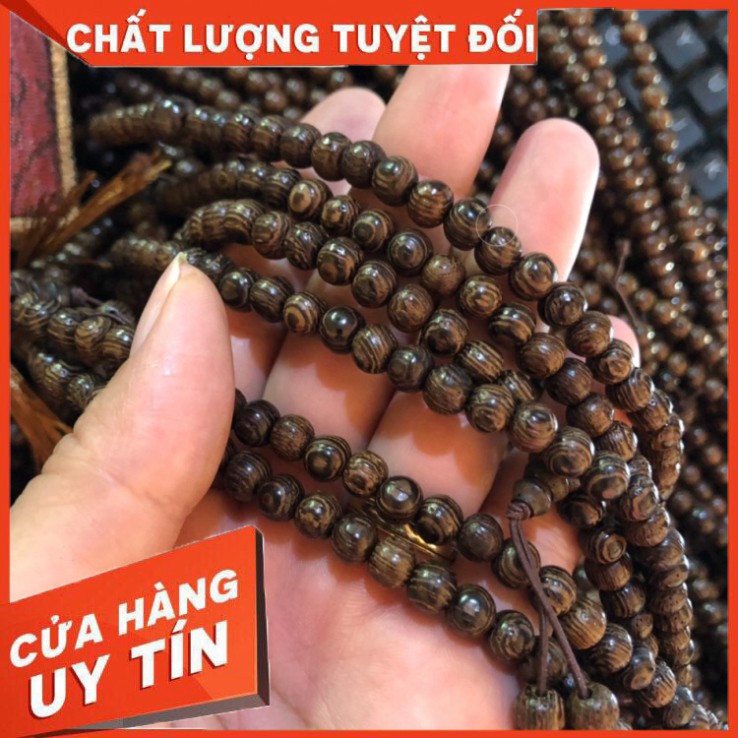 Trầm Hương Vòng Tay Trầm Hương Chuỗi Tràng Hạt 108 Trầm Cao Cấp 100% tự nhiên mùi thơm của Trầm [ Tặng hộp Gấm cao cấp ]