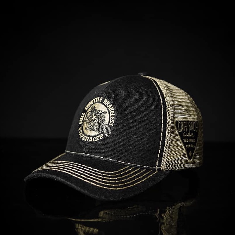 Nón kết Caphe Racer Trucker  chính hãng cao cấp, chất jean nhung phối lưới mềm,phom đứng cứng cáp Nón free size