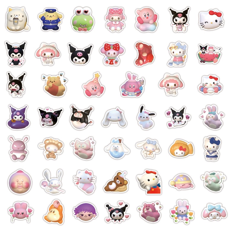 SANRIO Bộ 60 Miếng Dán Chống Thấm Nước Họa Tiết Hoạt Hình Dễ Thương Trang Trí Điện Thoại