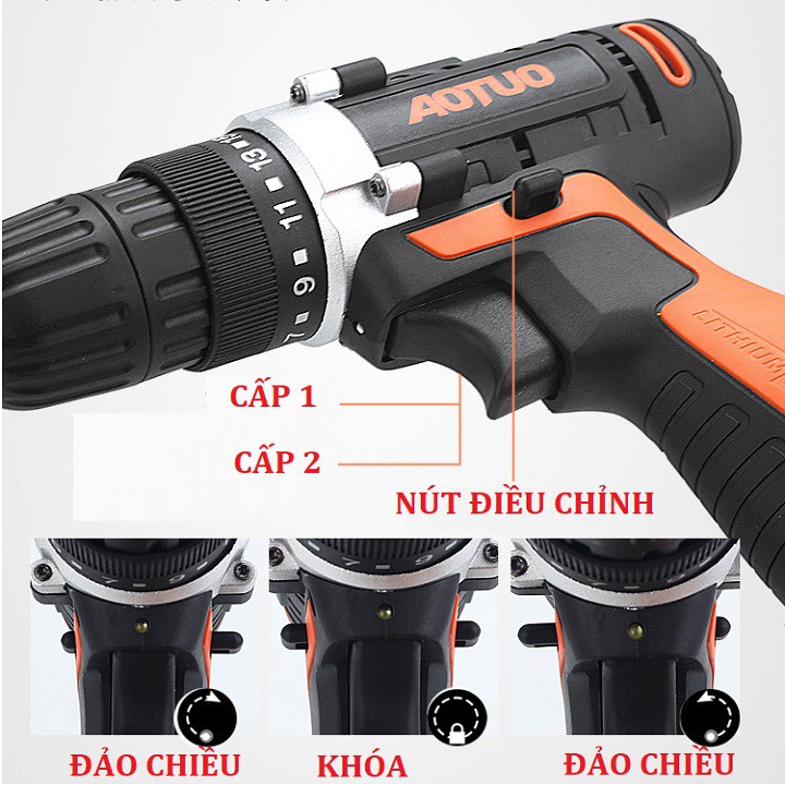 Bộ máy khoan tiện dụng Autuo 12V có đảo chiều - Máy khoan vặn vít, máy khoan cầm tay sửa chữa
