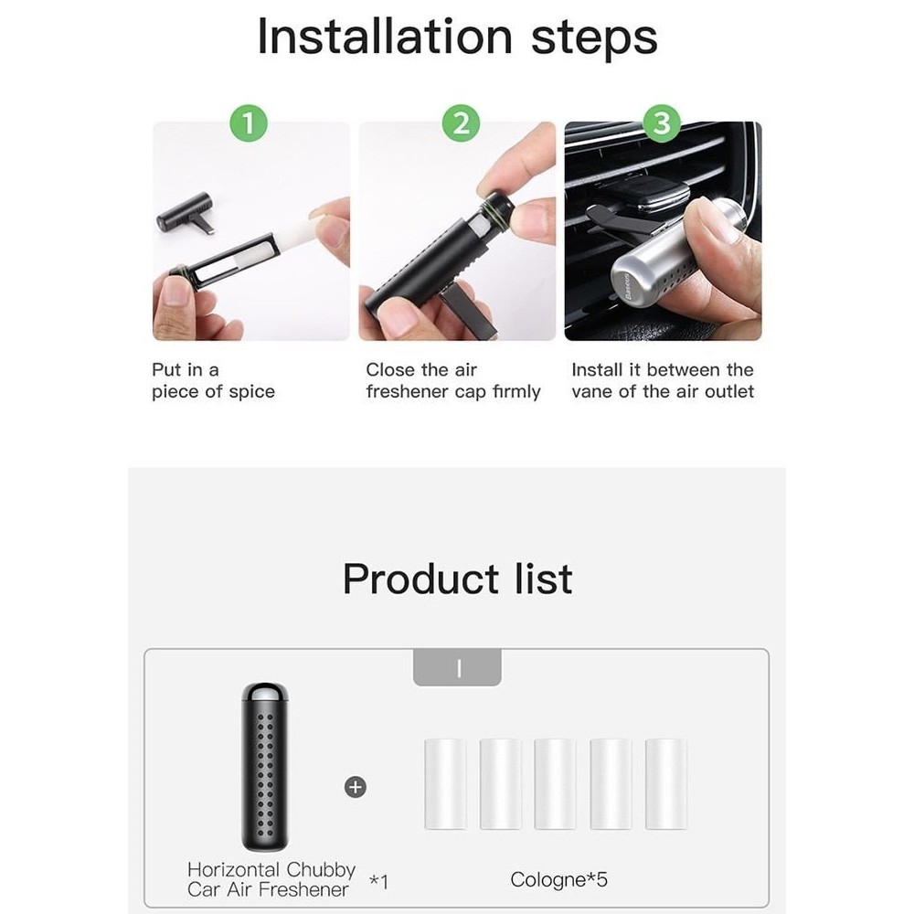Nước hoa khô kẹp cửa gió , tạo hương thơm khử mùi trên ô tô chính hãng Baseus , Phụ kiện xe hơi