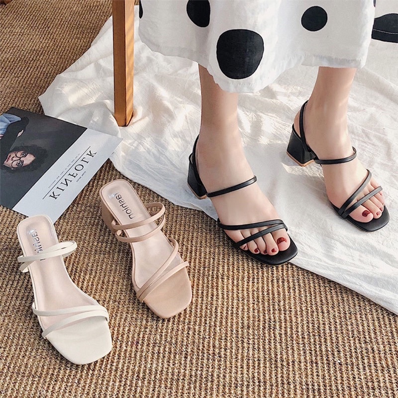 Sandal cao gót nữ quai dây tiện lợi sang trọng Mã S27