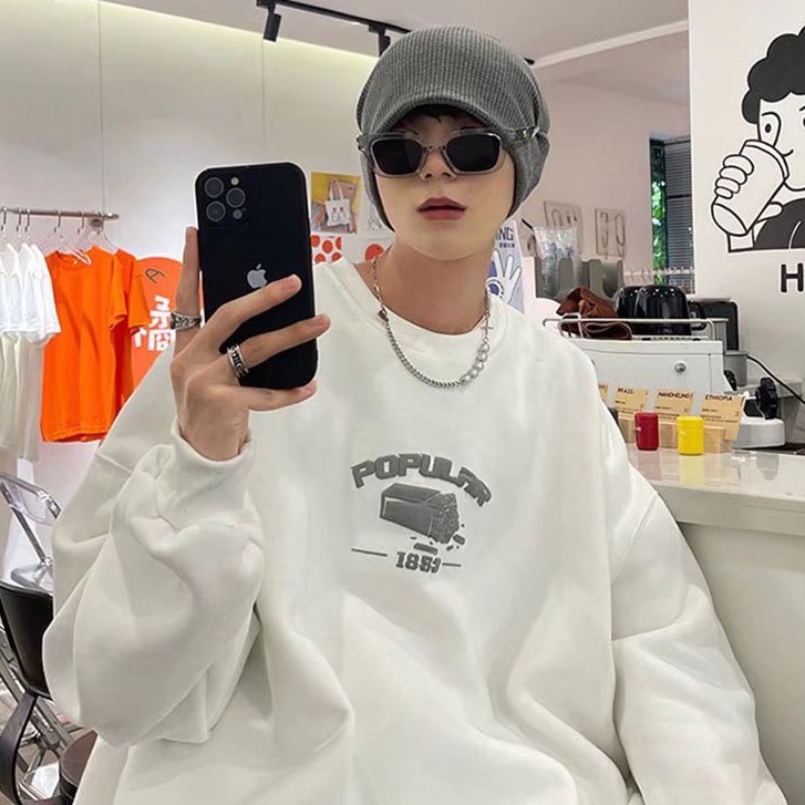 Áo nỉ cho nam dài tay cổ tròn thời trang Hàn size M-5XL