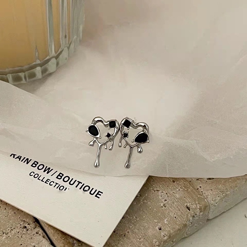 1 Đôi Khuyên Tai Hình Trái Tim Phong Cách Hip Hop Thời Trang Hàn Quốc