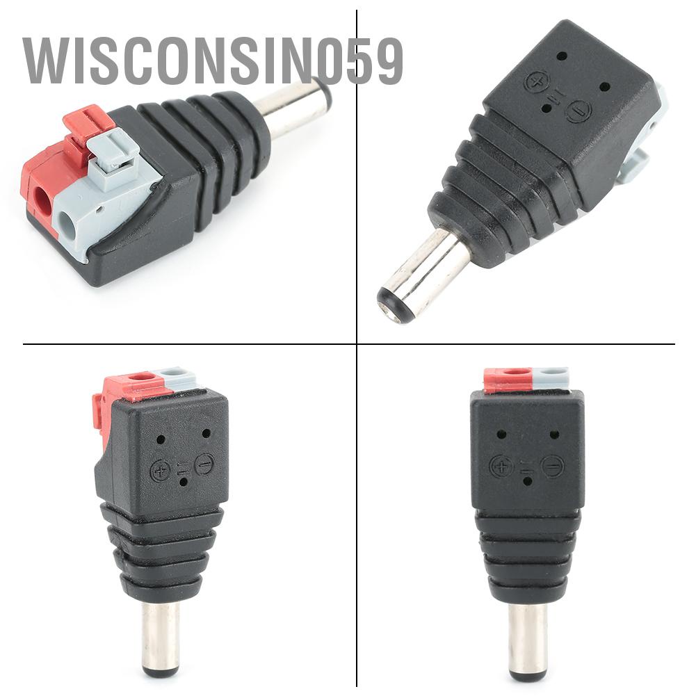 Wisconsin059 20Pcs 5.5x2.5mm Male Connector Cable Terminal DC Power Plug Adapter Jack for LED Light Strip