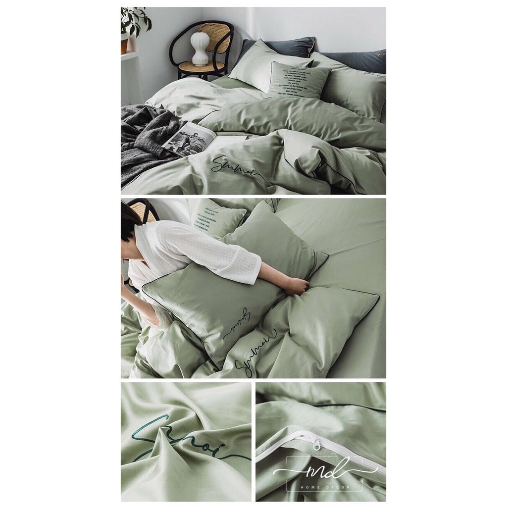 Bộ chăn ga vỏ gối Lụa Tencel 40S MD.DECOR - Bedding 4 món đơn sắc siêu đẹp hàng nhập khẩu nhiều size drap nệm M4,M6,M8