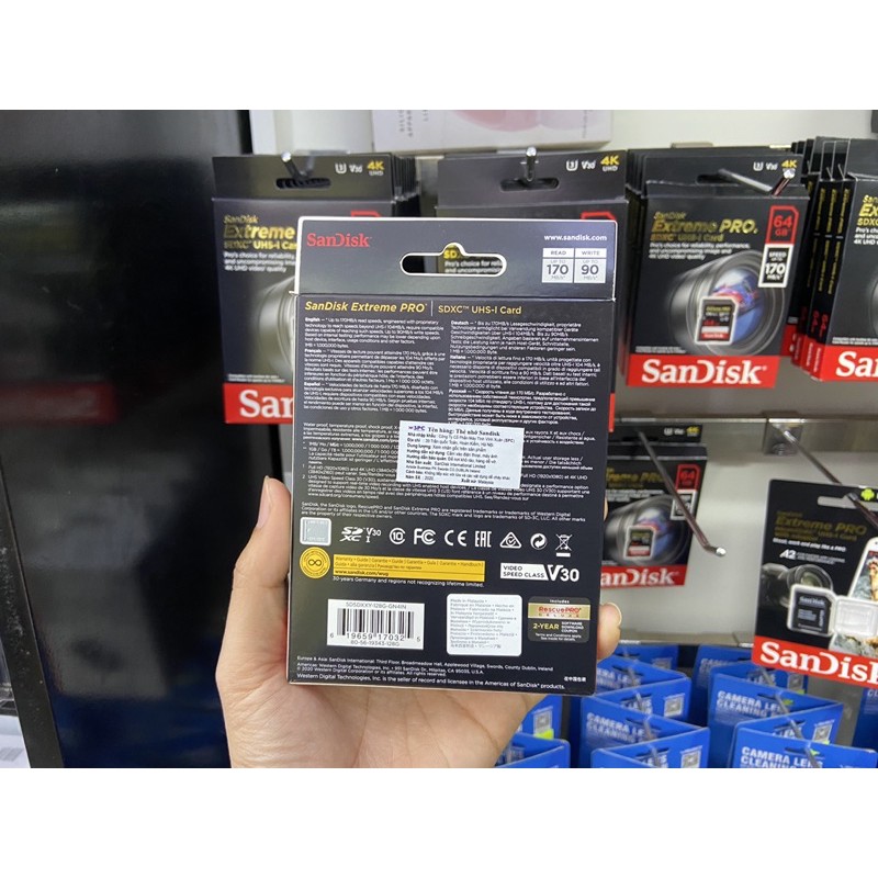 Thẻ nhớ SDXC SanDisk Extreme PRO 128GB UHS-I U3 4K V30 170MB/s - Model 2019 (SDSDXXY-128G-ANCIN)