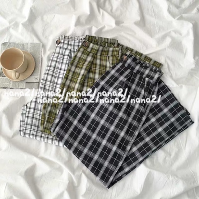 Quần culottes kẻ caro