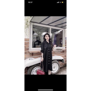 Đầm sơ mi cột eo