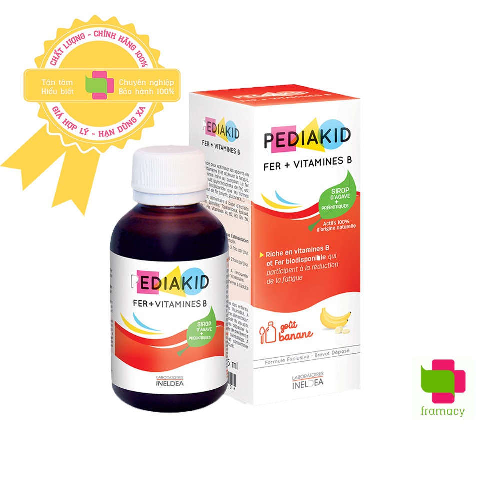 Siro sắt và vitamin B Pediakid Fer + Vitamines B, Pháp (125ml) hỗ trợ ăn ngon, tăng hấp thu cho trẻ từ 6 tháng tuổi