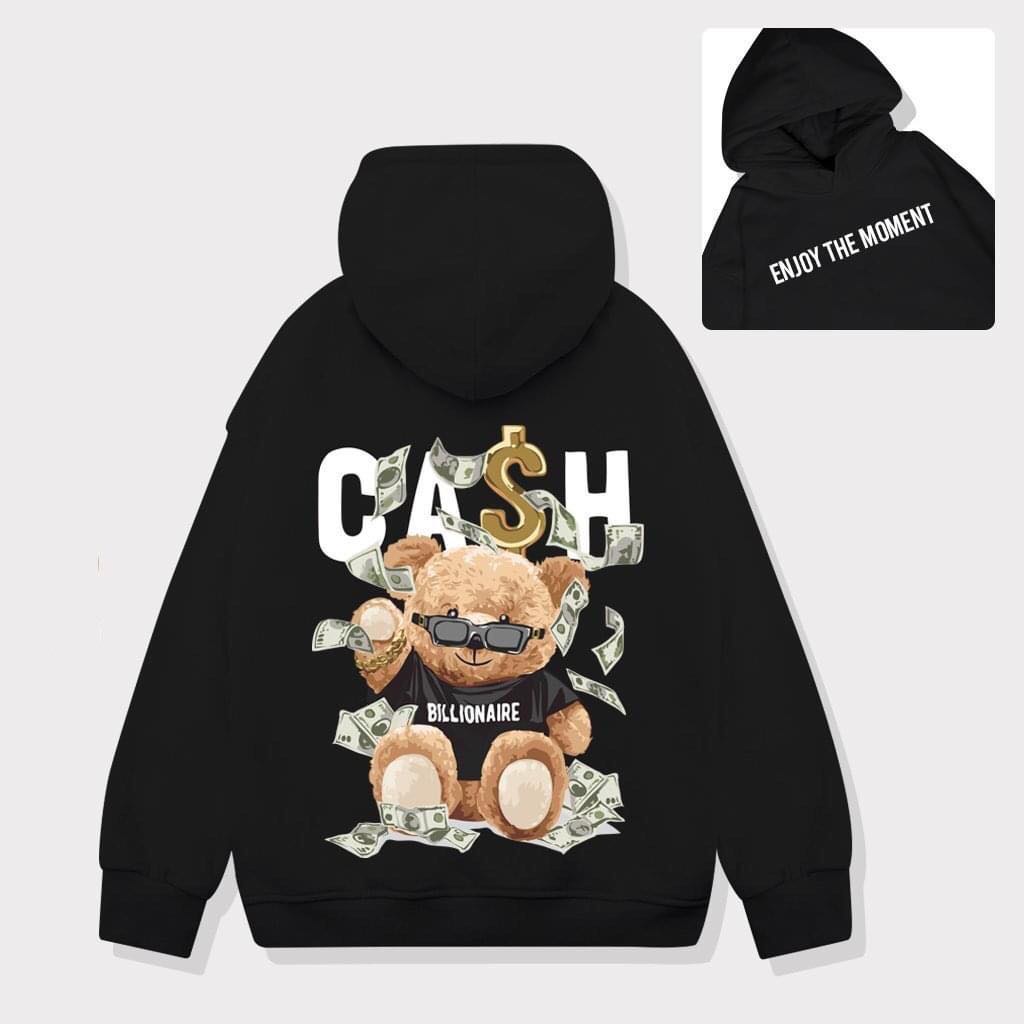 Áo Nỉ Hoodie Cho Nam Nữ Hình Gấu Teddy Cash Cực Chất , Áo Nỉ Hoodie Có Mũ Hình Gấu Teddy Cash -MINA 