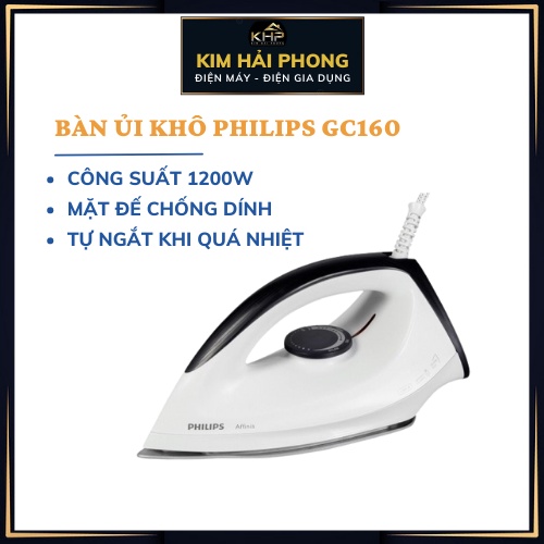 Bàn ủi khô cầm tay PHILIPS GC160 , bàn là du lịch đứng gia dụng bảo hành chính hãng [ kimhaiphong_store ]