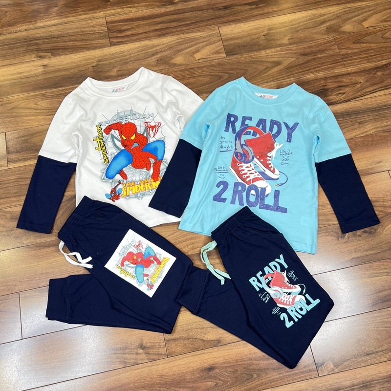 Bộ dài tay bé trai HM nối tay chất cotton size 18-49kg - Bộ quần áo thu đông bé trai - GAP1