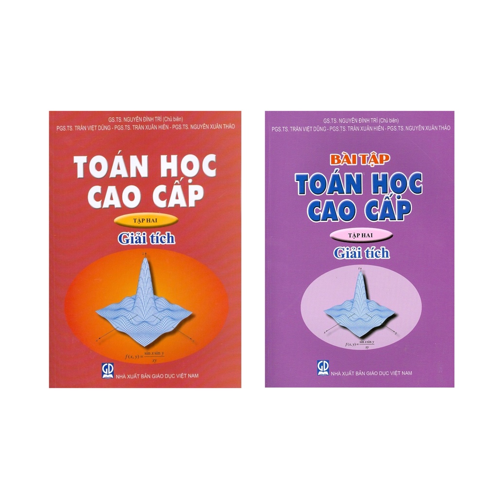 Sách - Combo Toán học cao cấp và bài tập toán học cao cấp tập 2 (khổ to, đỏ - tím)