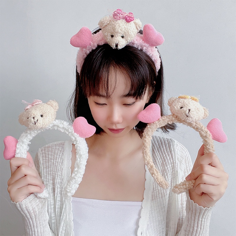 Cài tóc tai gấu dễ thương cho nữ rửa mặt