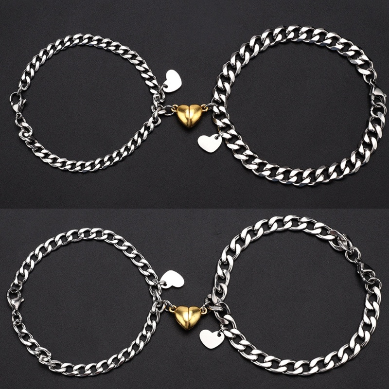 Vòng Tay Nam Châm Bằng Thép Titan Không Gỉ Hình Trái Tim Cho Cặp Đôi