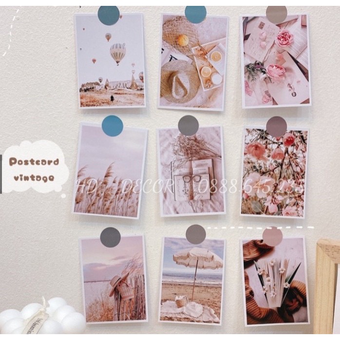 [ FreeShip ] Set 9 tấm thiệp postcard VINTAGE có sẵn decor trang trí phòng cực xinh