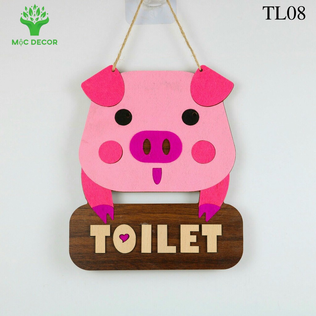 Biển Bảng Gỗ Decor Toilet Trang Trí Treo Cửa Nhà Tắm, Toilet, WC - MỘC DECOR - Mã TL08 (TẶNG KÈM MÓC TREO)