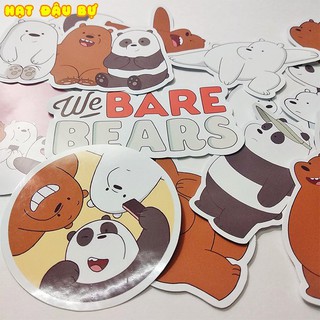 Set 14 stickers bare bears bụng bự - Hạt đậu bự