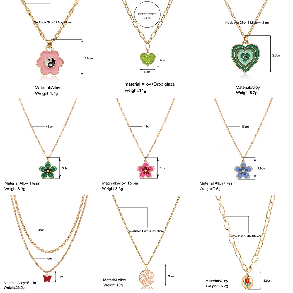 Vòng cổ nhiều lớp bằng kim loại mặt hình hoa và bướm thời trang cho nữ