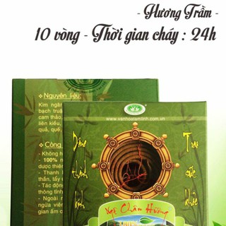 Nhang thảo dược sạch 100% - NGỘ CHÂN HƯƠNG (10 Vòng) Thời gian cháy 24h
