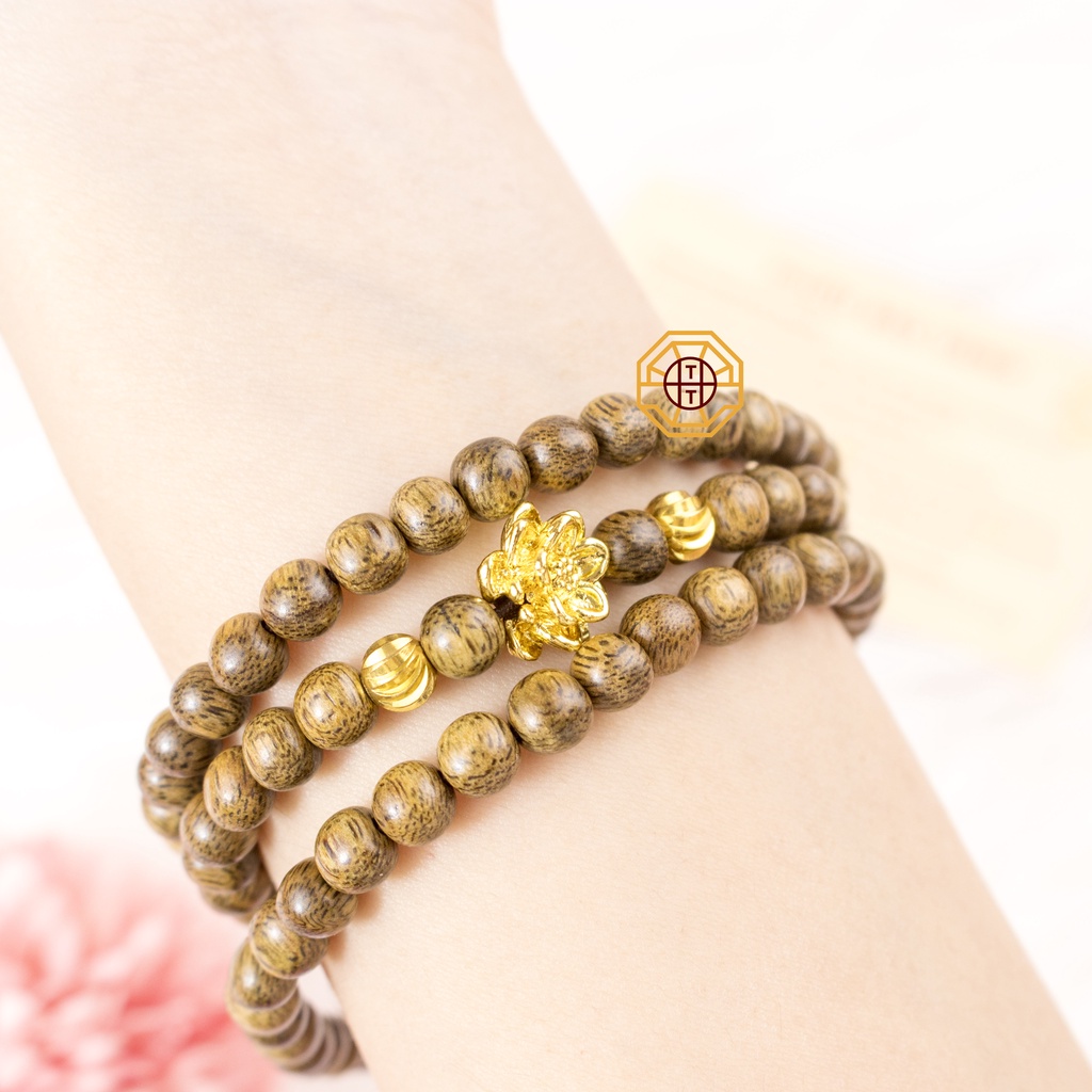Vòng Trầm Hương Tốc [TẶNG TÚI GẤM] có Mix Tỳ Hưu Hoa Sen, Vòng Tay Phong Thuỷ Chuỗi Tràng 108 Hạt  - Phong Thuỷ Tây Tạn