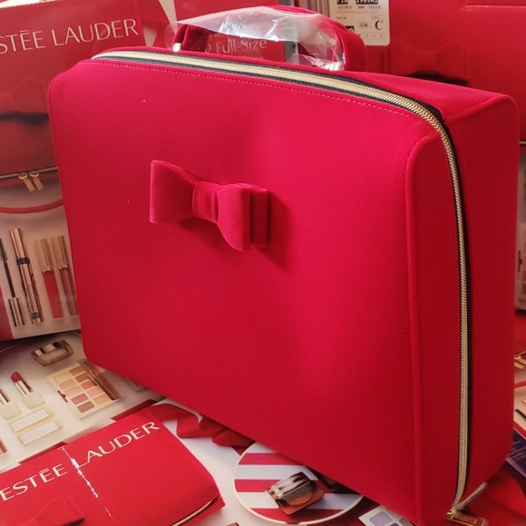 Makeup bag - Case nhung đựng mỹ phẩm Estee Lauder