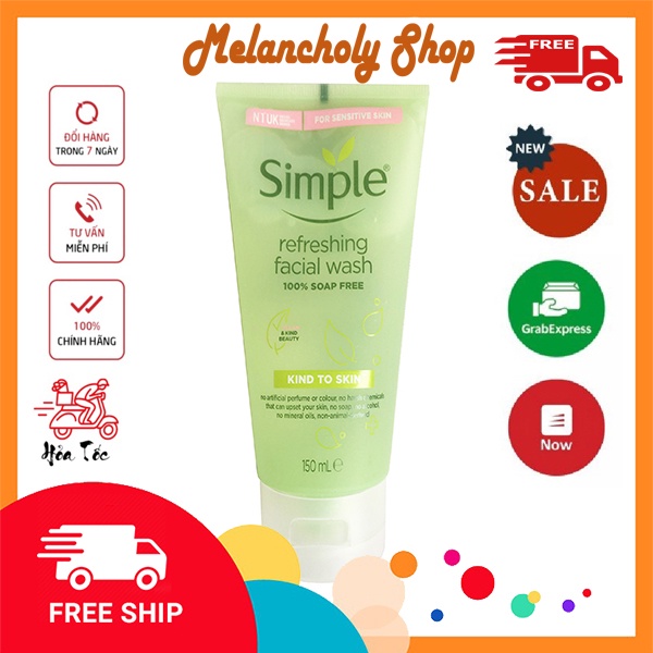 Sữa Rửa Mặt Simple Gel Kind To Skin Refreshing Facial Wash Gel 150ml