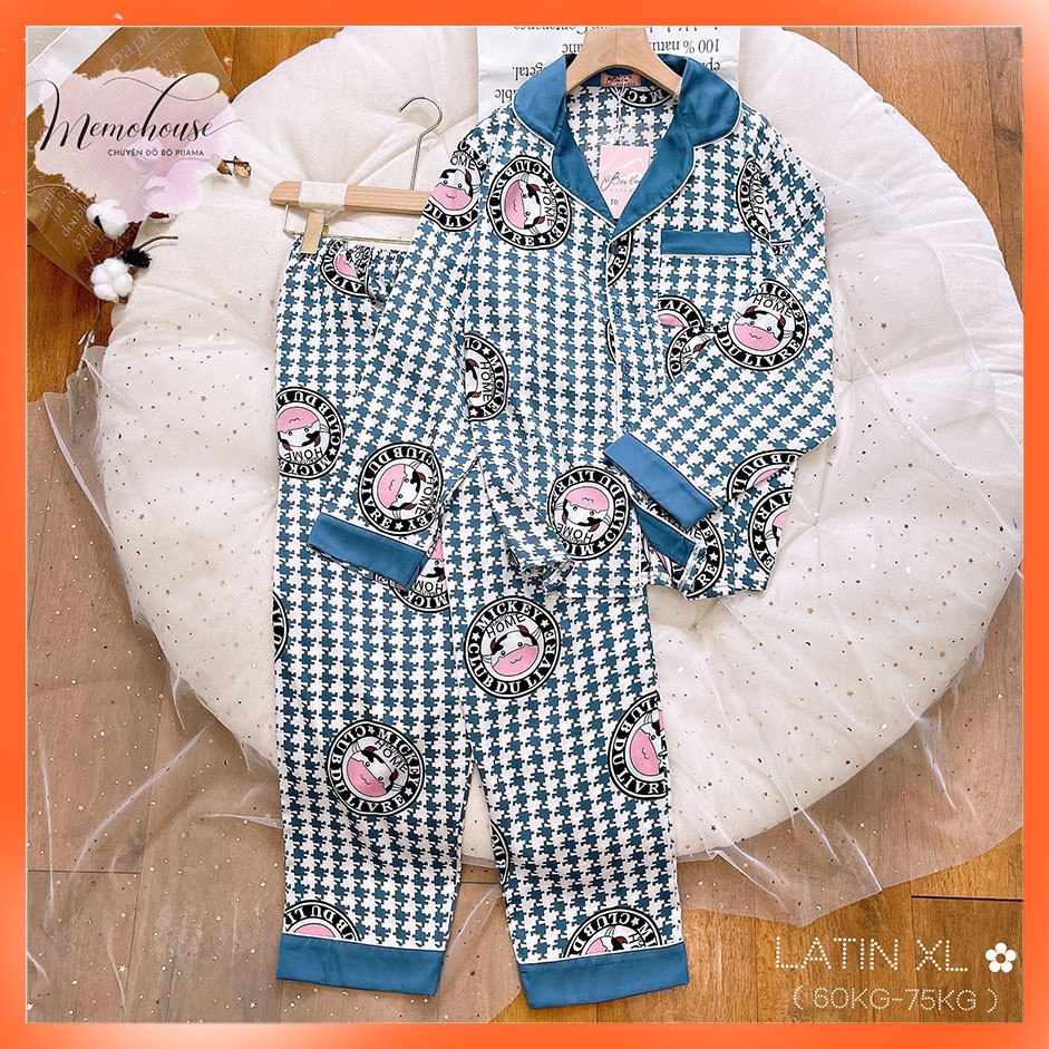 Đồ bộ Pijama LỤA LATIN BIGSIZE XL_ TAY DÀI ( 62-72kg)