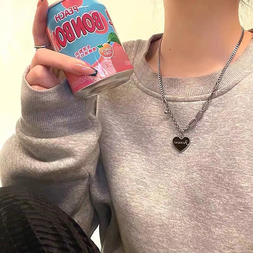 Dây Chuyền / Vòng Tay Mặt Trái Tim Màu Đen Phong Cách Punk Cổ Điển Thời Trang Unisex