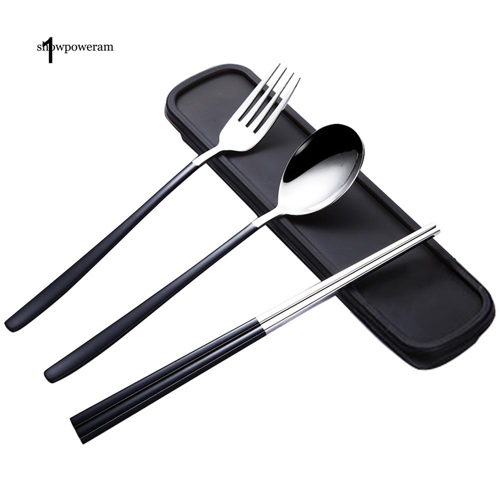 Set đũa muỗng và nĩa kèm hộp đựng inox tiện lợi du lịch dã ngoại