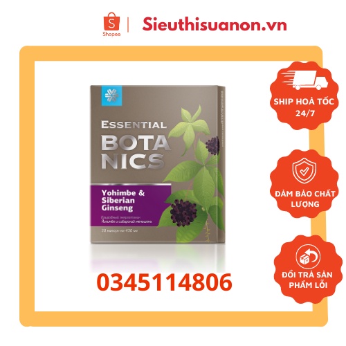 [Hỗ trợ nam giới] đồ ăn chở che tình trạng sức khỏe Essential Botanics Yohimbe &amp; Siberian ginseng – 30 viên