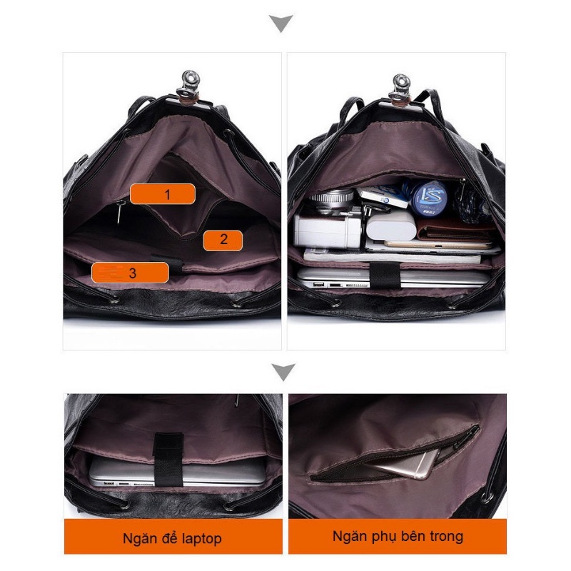 Balo da nam nữ thời trang Hàn Quốc Chất liệu chống thấm nước cao cấp balo đựng laptop 15.6inh ZINLY