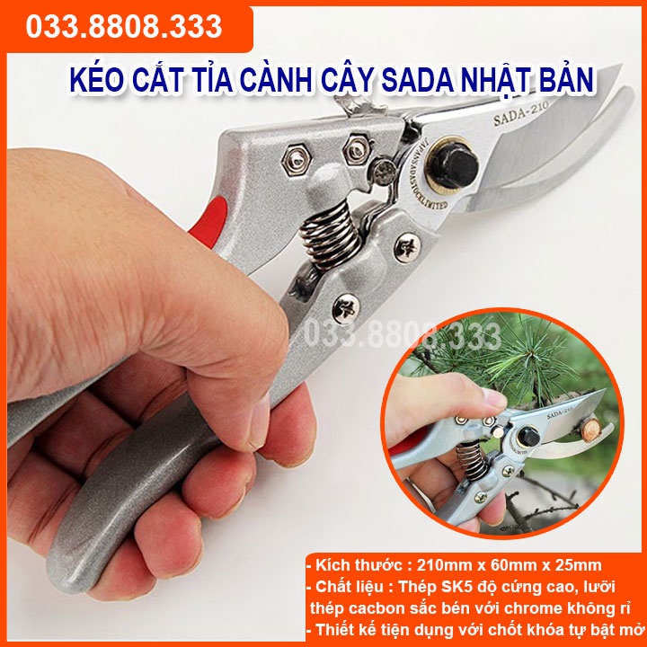 Kéo cắt cành SADA 210 - Kéo Cắt cành, tỉa cành chuyên dụng.