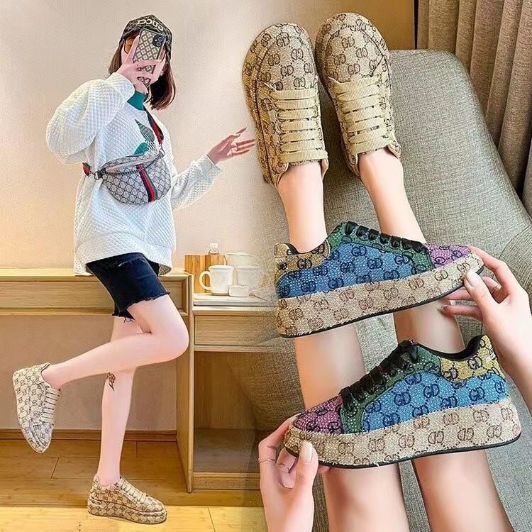 Giày Thể Thao Đế Dày Đính Đá McQueen Phong Cách Mới 2022 Cho Nữ