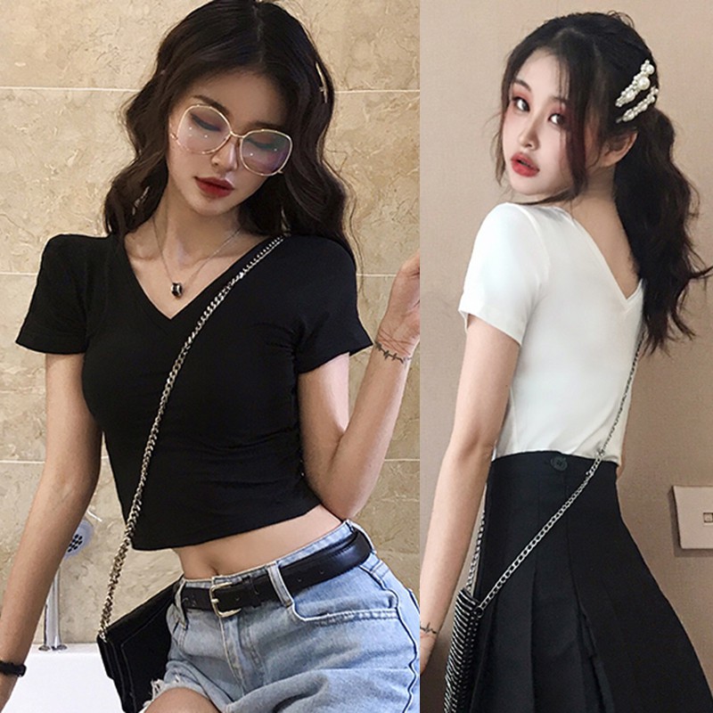 Áo Thun Nữ Ngắn Tay Cổ Chữ V