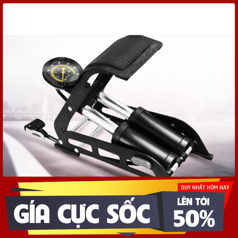 Bơm đạp chân đa năng ô tô xe máy 2 xi lanh